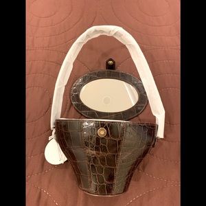 Staud Alice embossed leather top handle bag